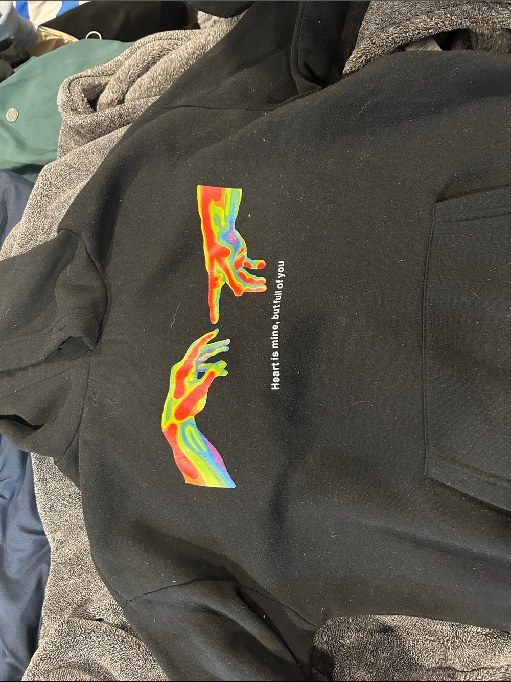 Black Kids Hoodie with Colorful Hand Graphic